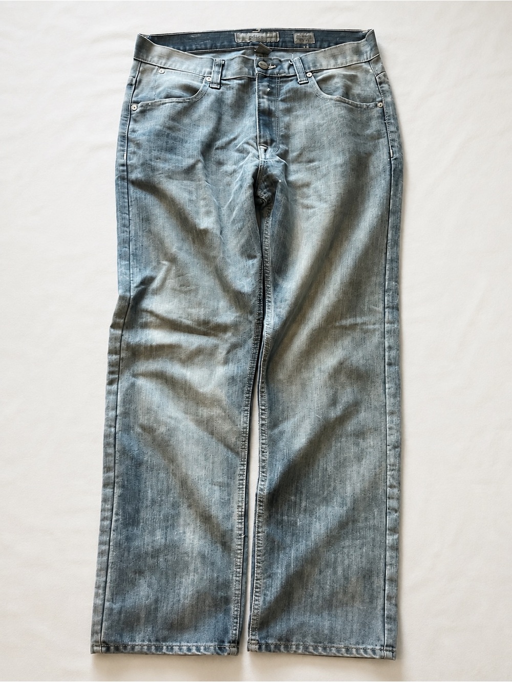 PD&C Men's Washed Light Blue Straight Jeans